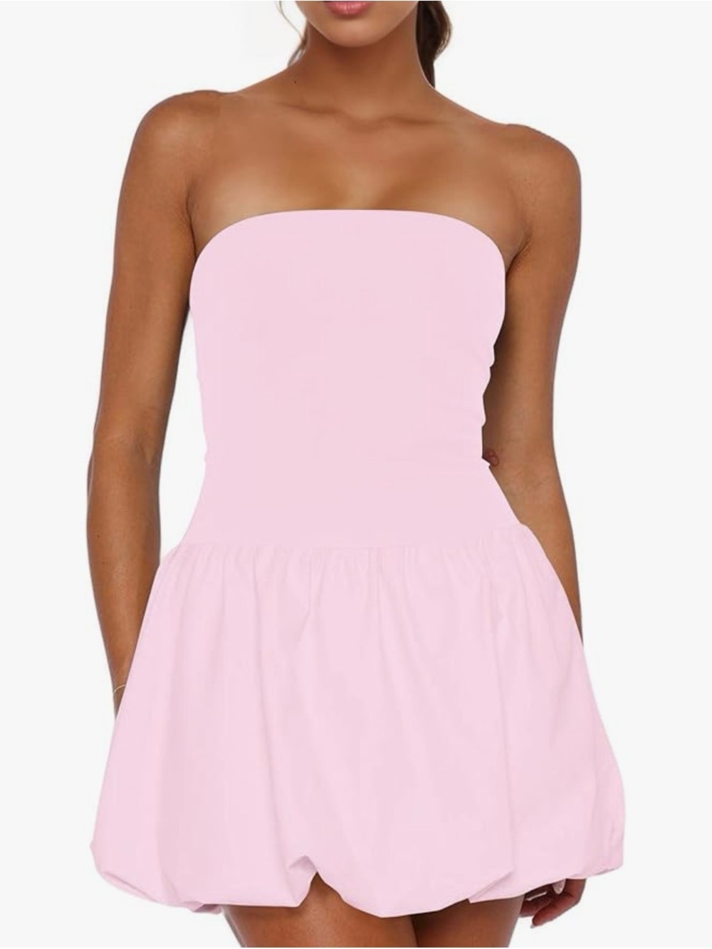 Strapless Mini Dress in Light Pink